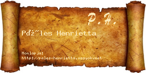 Páles Henrietta névjegykártya