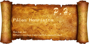 Páles Henrietta névjegykártya